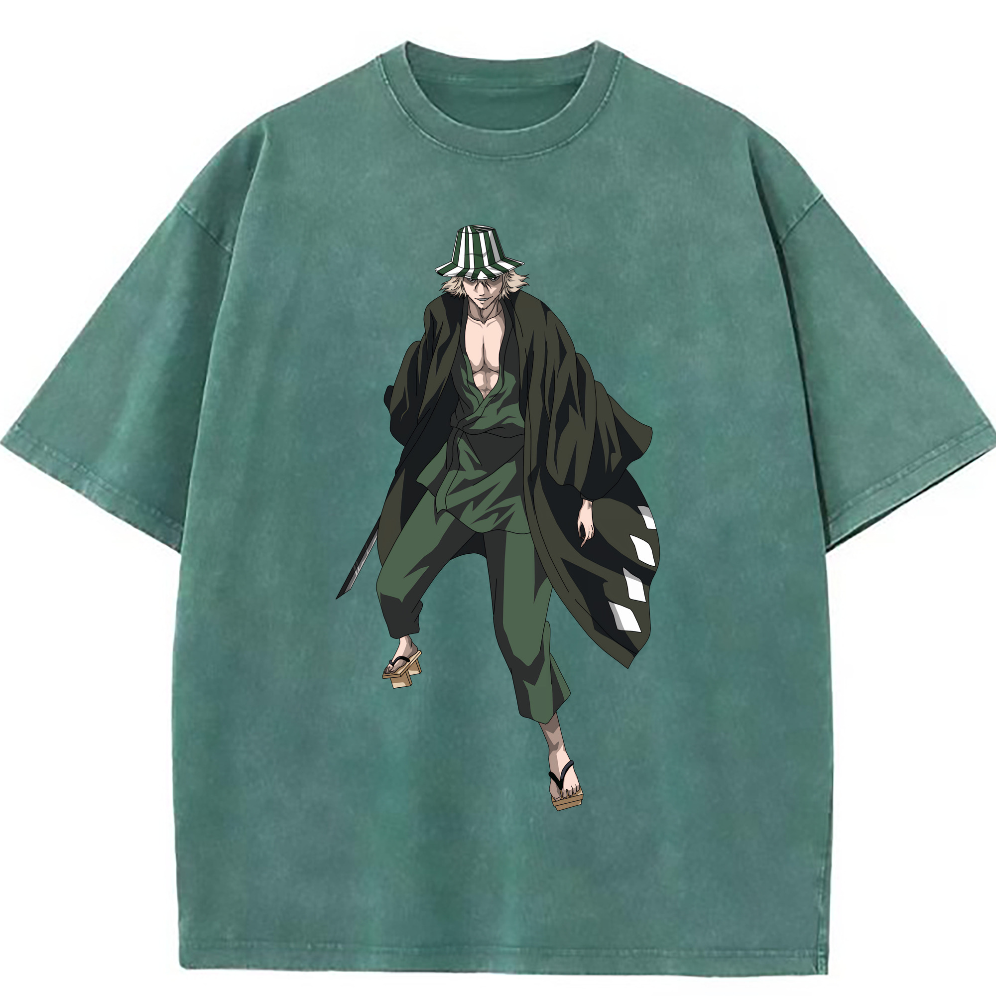 （画像用） "ブリーチ 浦原 喜助（うらはら きすけ） BLEACH Urahara Kisuke " 綿100% ヴィンテージ風 半袖Tシャツ（フロントプリント）